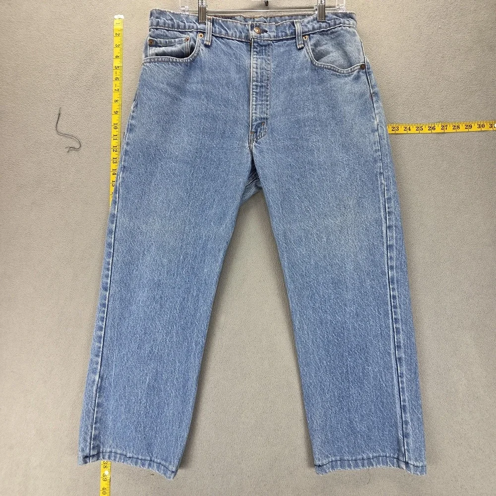 Vintage Levis 505 Jeans Mens Blue Straight Zip Fly USA Altered Hem Fits 34x26